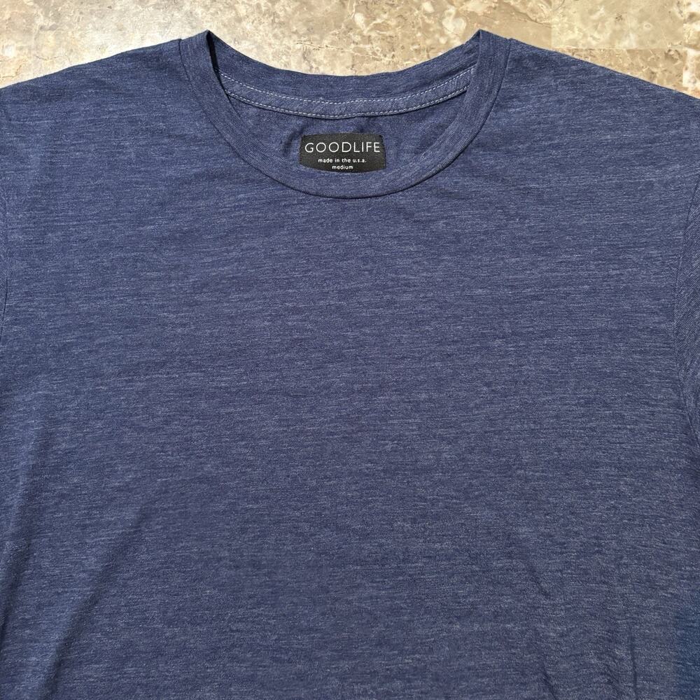 Goodlife Shirt Mens Medium Blue Short Sleeve Tri Blend Crew Neck Made In USA